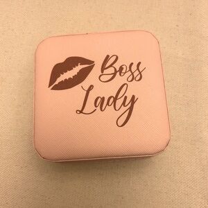 Travel Mini Jewelry Case and Organizer with Mirror Pink Boss Lady Portable Box